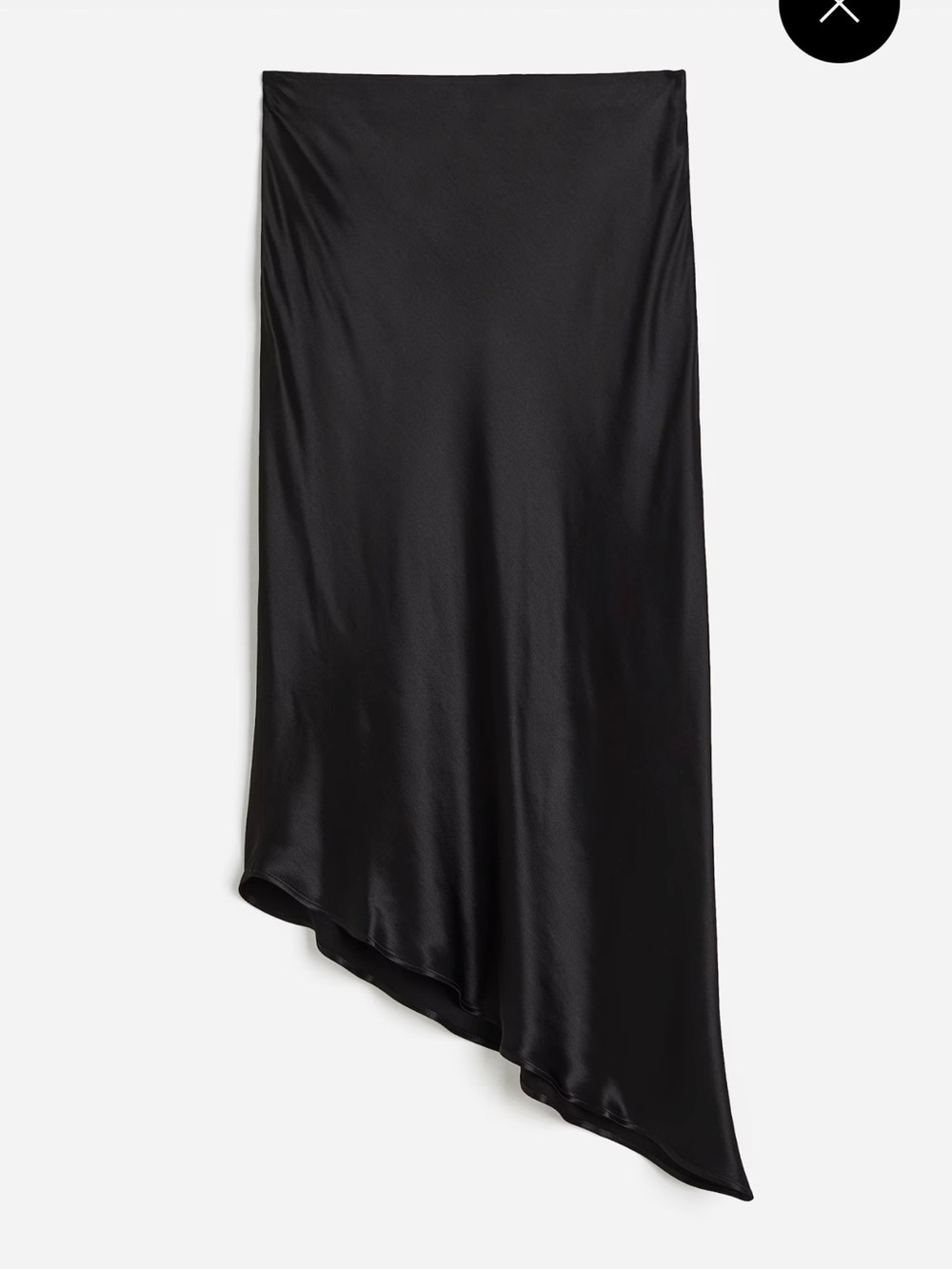 H&M Black Asymmetric Satin Midi Skirt Size 6